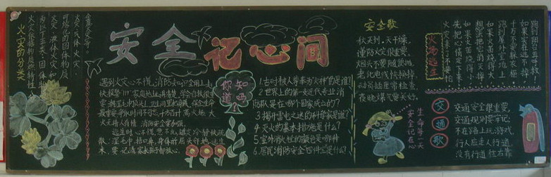 安全月黑板报