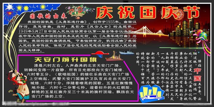 国庆节黑板报内容：五星红旗的由来