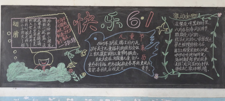 六一儿童节黑板报：“精彩六一”之游泳