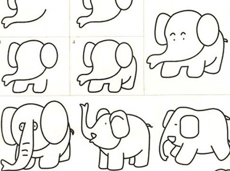 大象简笔画：乌龟和大象